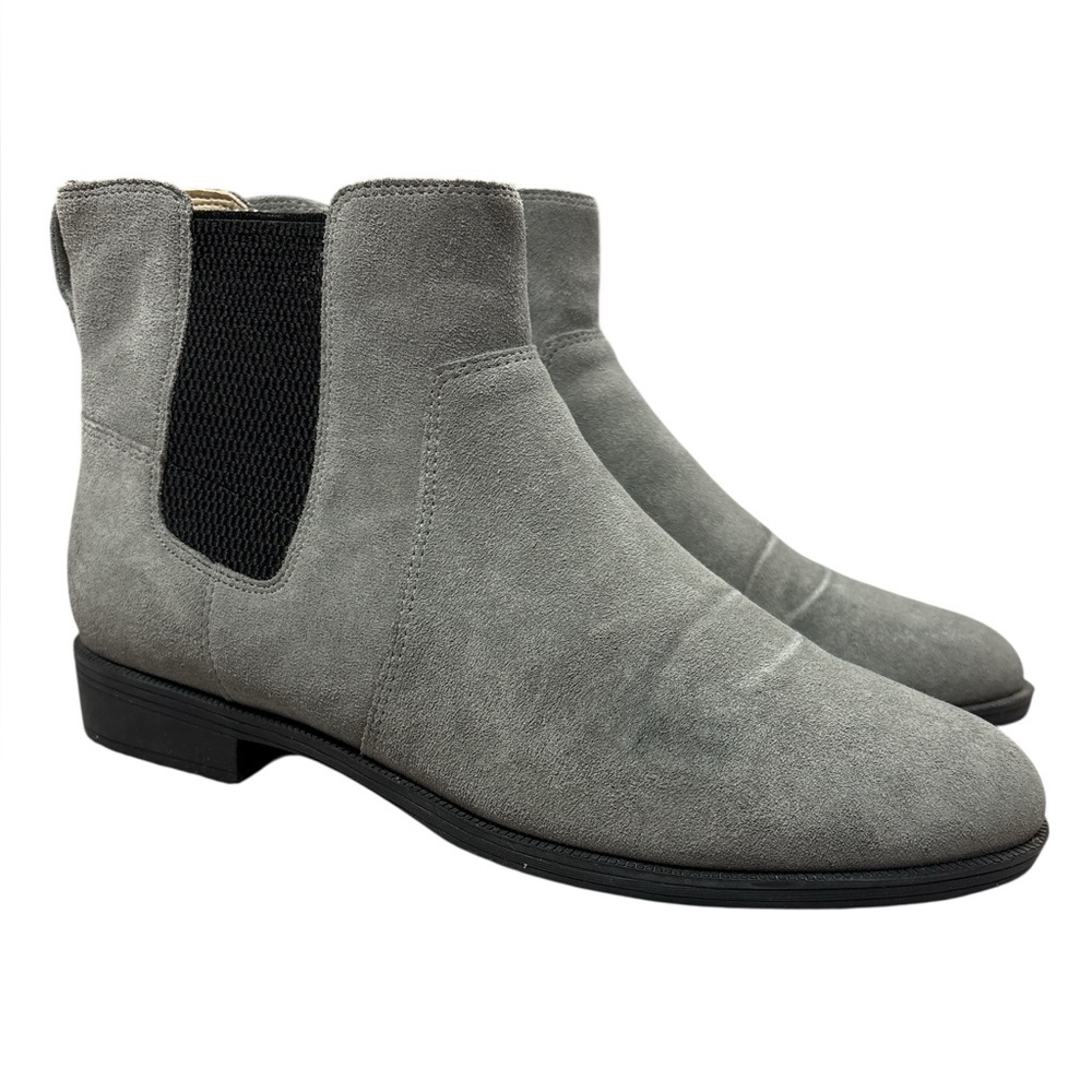 Vionic Suede Bootie Women’s Sz 8 Gray Chelsea Slip On Comfort Neutral